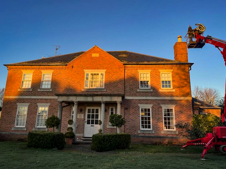 Installing a chimney liner using a tracked spider cherrypicker in southwell, nottinghamshire