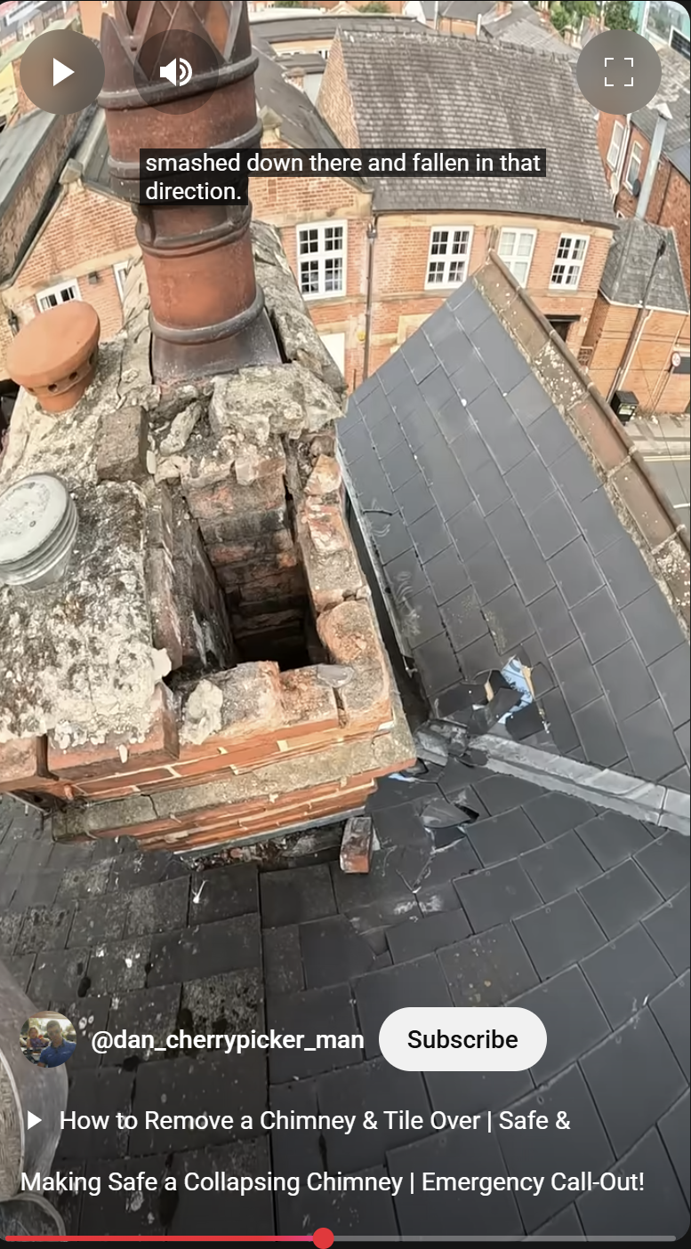 picture of partially collapsed chimney in Basford, Nottingham